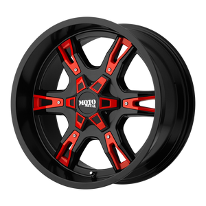 20x9 6x139.7 Moto Metal Offroad Wheels MO969 Satin Black With  Red And Chrome Accents 0  offset  106.25  hub