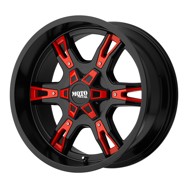 20x9 6x139.7 Moto Metal Offroad Wheels MO969 Satin Black With  Red And Chrome Accents 0  offset  106.25  hub