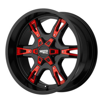 20x9 6x139.7 Moto Metal Offroad Wheels MO969 Satin Black With  Red And Chrome Accents 0  offset  106.25  hub