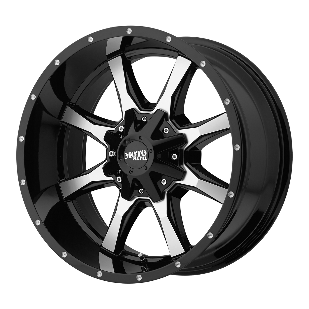 20x10 8x180 Moto Metal Offroad Wheels MO970 Gloss Black Machined Face 12  offset  124.2  hub