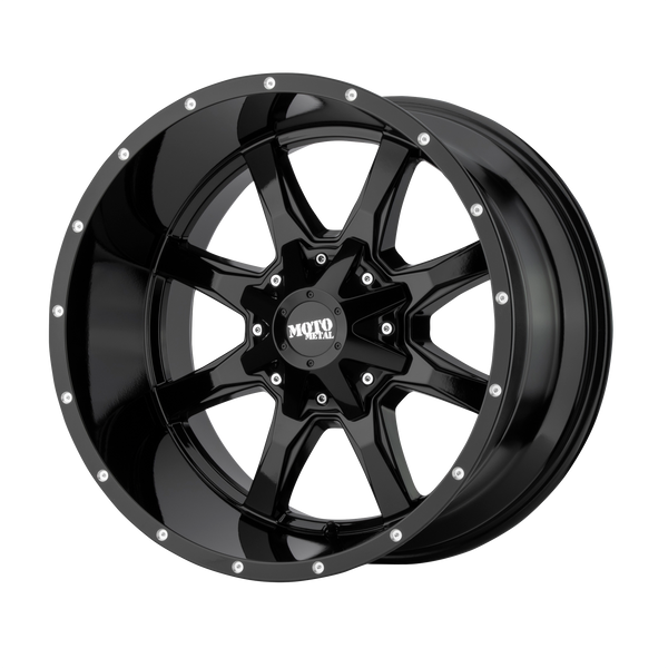 17x8 6x127/6x135 Moto Metal Offroad Wheels MO970 Gloss Black With Milled Lip 40  offset  87.1  hub