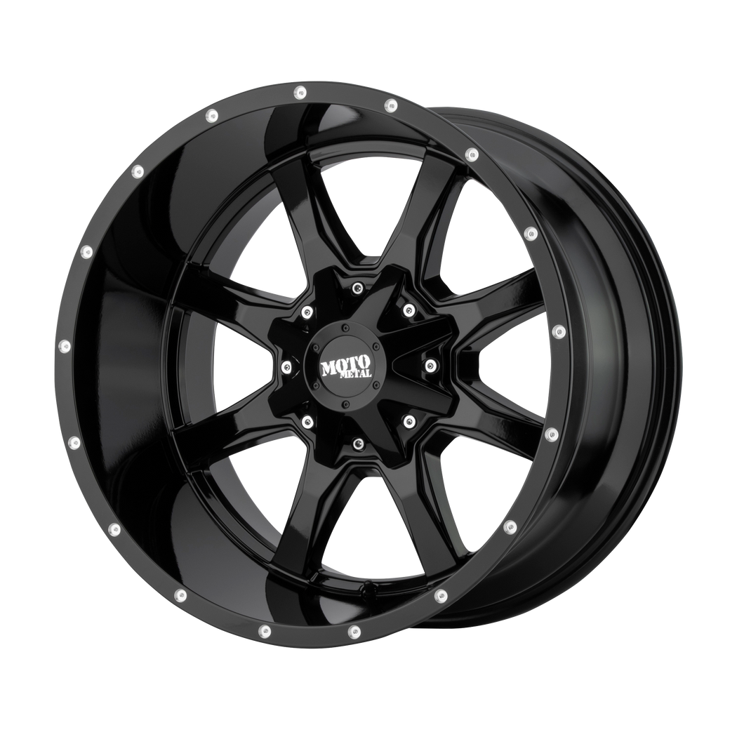 20x10 6x135/6x139.7 Moto Metal Offroad Wheels MO970 Gloss Black With Milled Lip 12  offset  106.1  hub