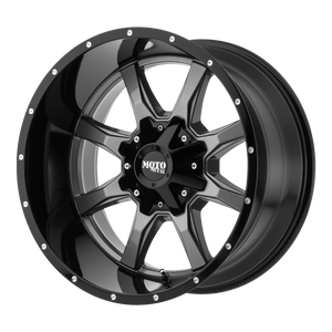 22x10 8x165.1 Moto Metal Offroad Wheels MO970 Gloss Gray Center Gloss Black Lip -18  offset  125.5  hub