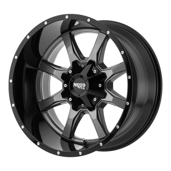 17x8 8x170 Moto Metal Offroad Wheels MO970 Gloss Gray Center Gloss Black Lip 0  offset  125.5  hub