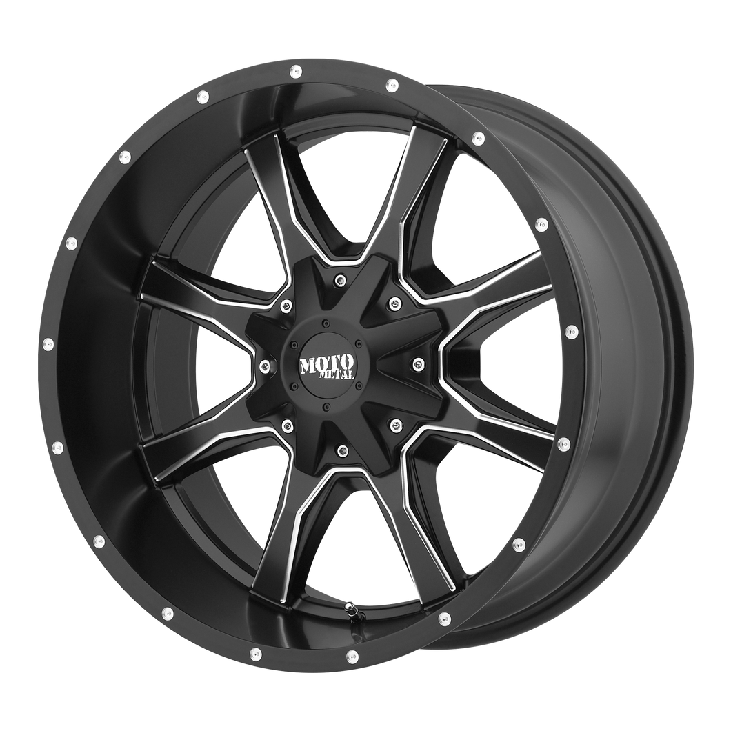 20x10 8x165.1 Moto Metal Offroad Wheels MO970 Satin Black Milled -24  offset  125.5  hub