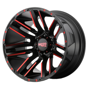 20x10 8x180 Moto Metal Offroad Wheels MO978 Razor Satin  Black Machined Red Tint -24  offset  124.2  hub