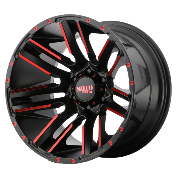 20x10 8x180 Moto Metal Offroad Wheels MO978 Razor Satin  Black Machined Red Tint -24  offset  124.2  hub