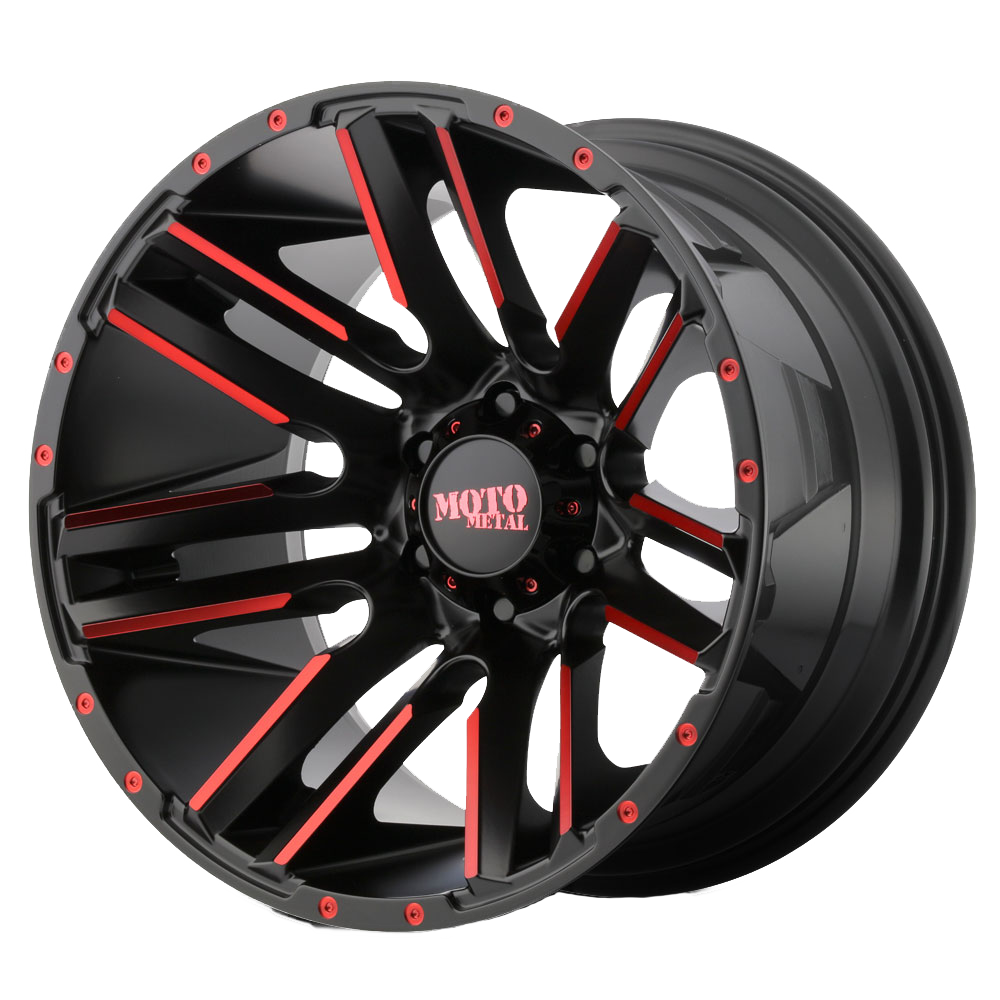 20x10 8x180 Moto Metal Offroad Wheels MO978 Razor Satin  Black Machined Red Tint -24  offset  124.2  hub