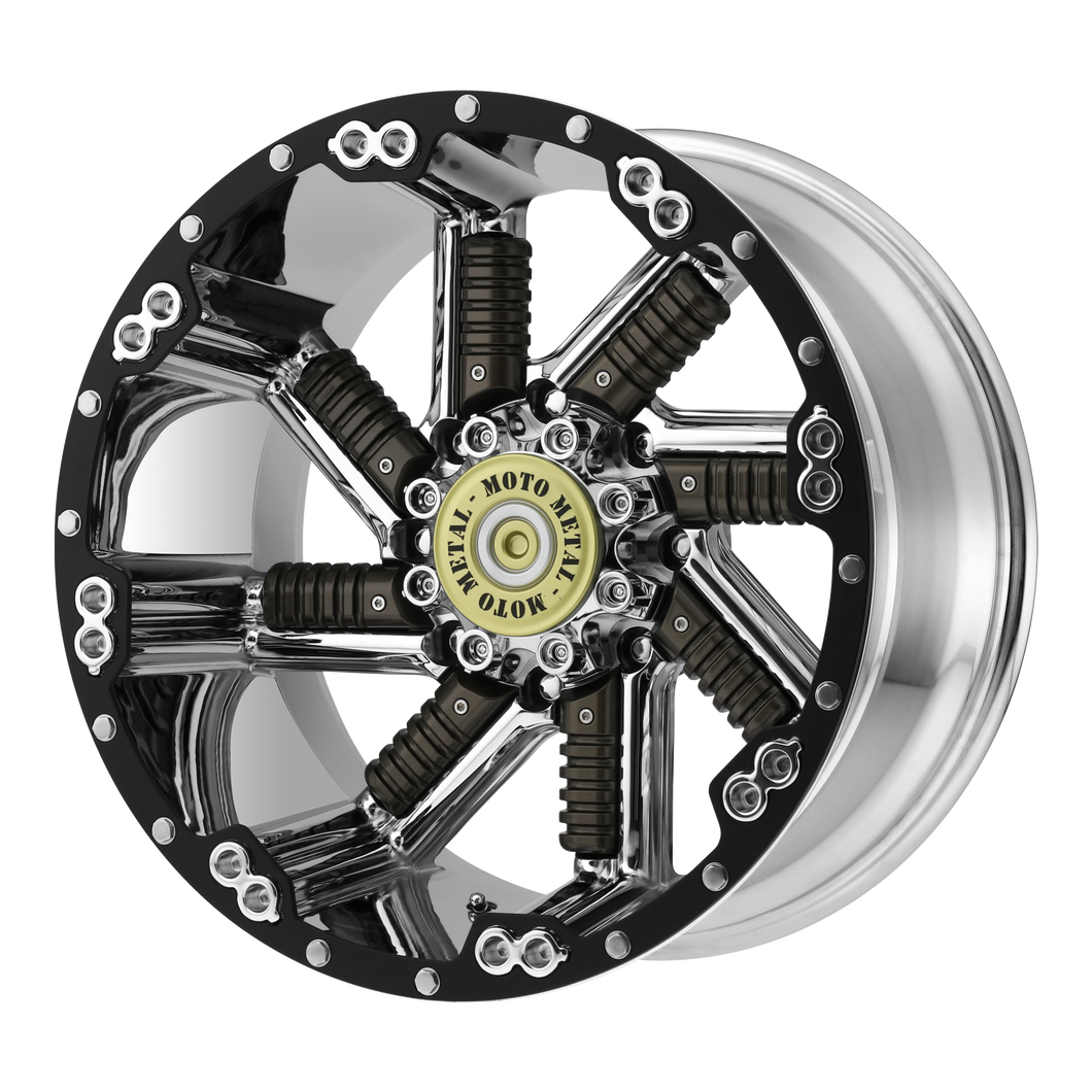 20x12 5x139.7 Moto Metal Offroad Wheels MO979 Buckshot Chrome With Gun Metal Inserts -44  offset  95.3  hub