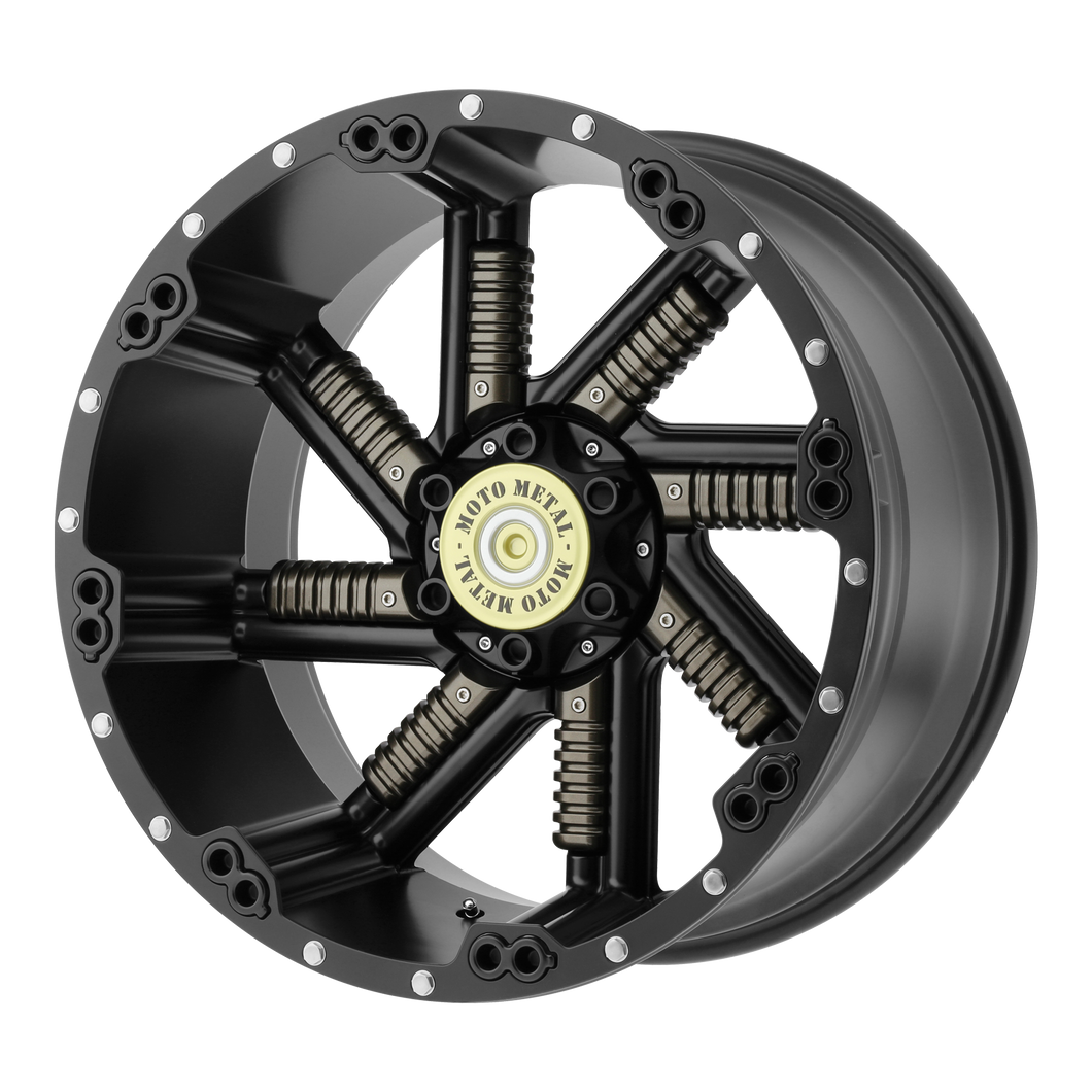 20x10 5x139.7/5x150 Moto Metal Offroad Wheels MO979 Buckshot Satin Black With Gun Metal Inserts -24  offset  110.5  hub