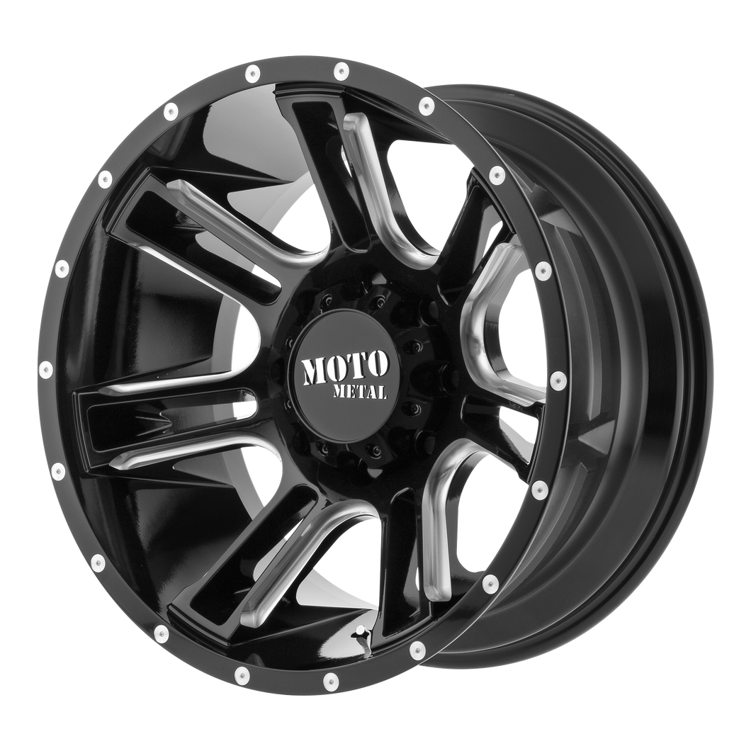 20x12 6x139.7 Moto Metal Offroad Wheels MO982 Amp Gloss Black Milled -44  offset  106.25  hub