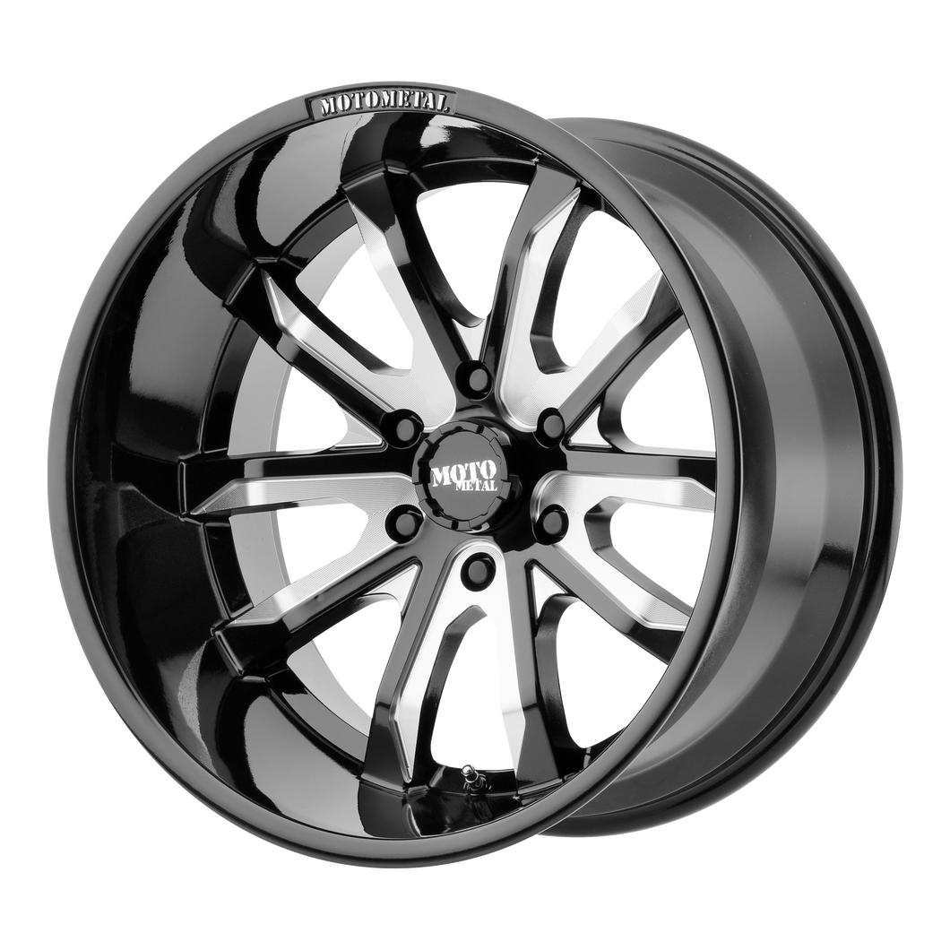 20x9 5x127 Moto Metal Offroad Wheels MO983 Dagger Gloss Black Milled 30  offset  71.5  hub