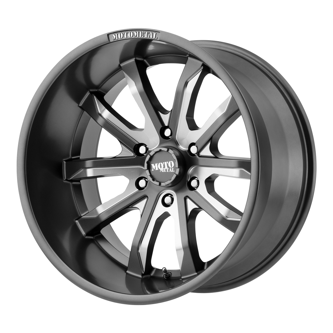 18x9 6x114.3 Moto Metal Offroad Wheels MO983 Dagger Satin Gray Milled 18  offset  72.6  hub