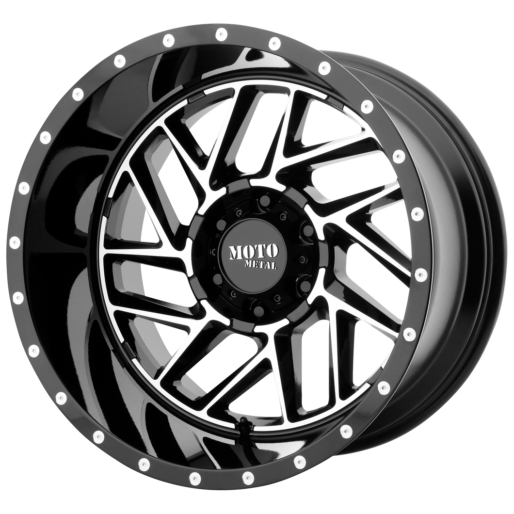 16x8 5x127 Moto Metal Offroad Wheels MO985 Breakout Gloss Black Machined -6  offset  78.3  hub