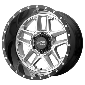 20x9 5x127 Moto Metal Offroad Wheels MO987 Sentry Gloss Silver Center Gloss Black Lip 0  offset  78.3  hub