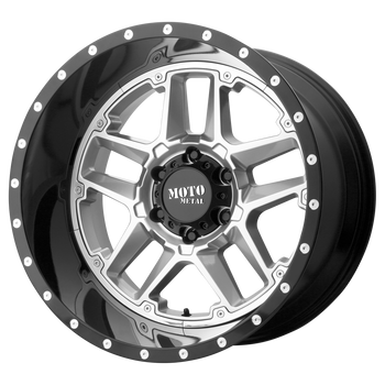 22x10 6x139.7 Moto Metal Offroad Wheels MO987 Sentry Gloss Silver Center Gloss Black Lip -18  offset  106.25  hub