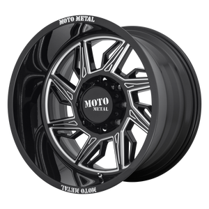 22x12 8x170 Moto Metal Offroad Wheels MO997 Hurricane Gloss Black Milled - Left Directional -44  offset  125.5  hub