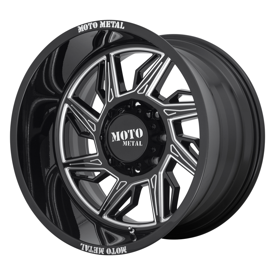 22x12 8x170 Moto Metal Offroad Wheels MO997 Hurricane Gloss Black Milled - Left Directional -44  offset  125.5  hub