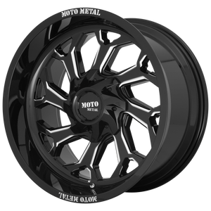 22x12 8x165.1 Moto Metal Offroad Wheels MO999 Gloss Black Milled -44  offset  125.1  hub