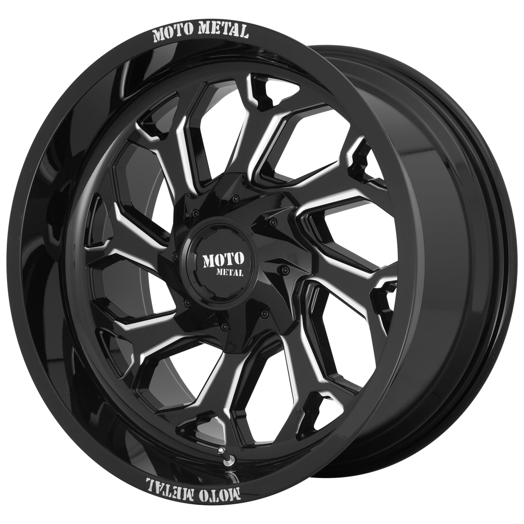 22x12 8x165.1 Moto Metal Offroad Wheels MO999 Gloss Black Milled -44  offset  125.1  hub