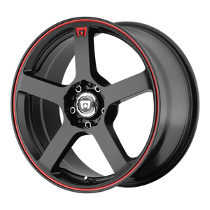 16x7 4x100/4x114.3 Motegi Wheels MR116 FS5 Matte Black Red Racing Stripe 40 offset 72.6 hub