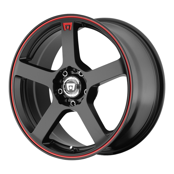 16x7 4x100/4x114.3 Motegi Wheels MR116 FS5 Matte Black Red Racing Stripe 40 offset 72.6 hub