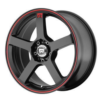 16x7 5x112/5x114.3 Motegi Wheels MR116 FS5 Matte Black Red Racing Stripe 40 offset 72.6 hub