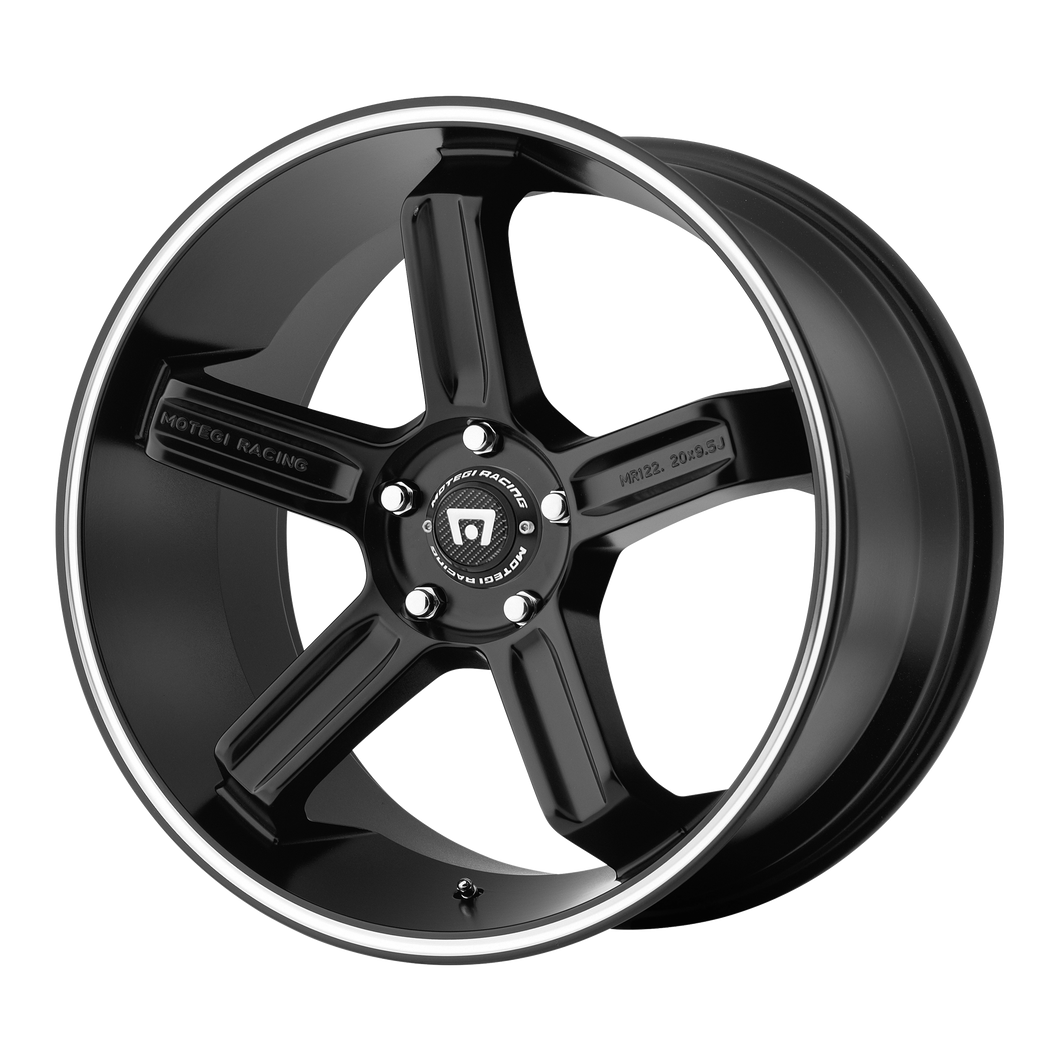 18x9 5x100 Motegi Wheels MR122 Satin Black With Machined Stripe 45 offset 72.6 hub