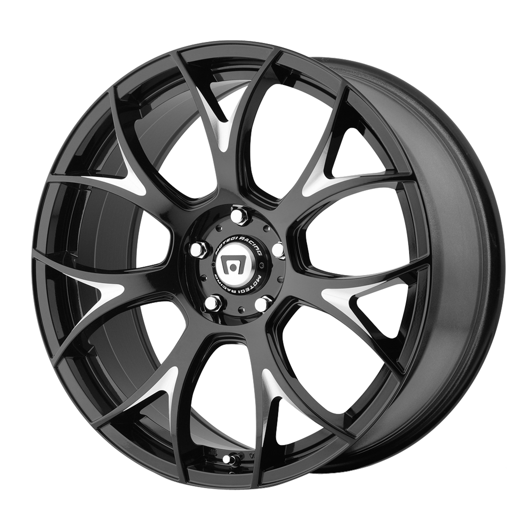 19x9.5 5x120 Motegi Wheels MR126 Gloss Black With Milled Accents 40 offset 74.1 hub