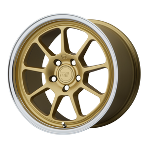 18x9.5 5x114.3 Motegi Wheels MR135 Gold Center Machined Lip 45 offset 72.6 hub