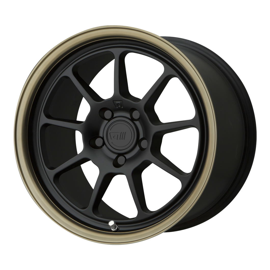 18x9.5 5x114.3 Motegi Wheels MR135 Matte Black Center Bronze Lip 35 offset 72.6 hub