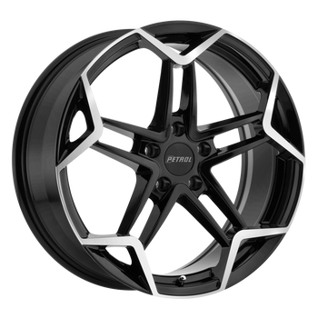 19x8 5x100 Petrol Wheels P1A Gloss Black With Machined Cut Face 35 offset 72.1 hub