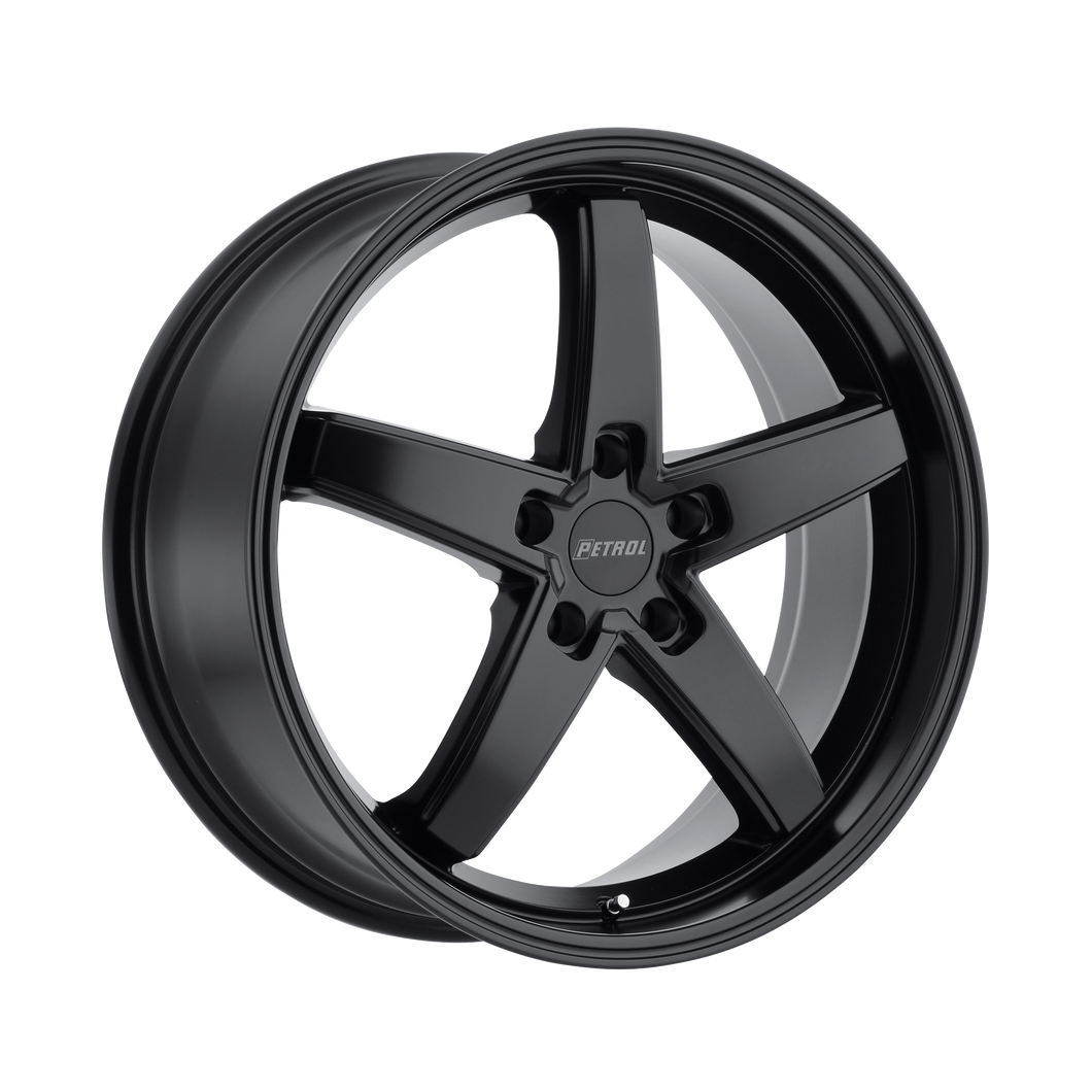 20x8.5 5x114.3 Petrol Wheels P1B Matte Black 40 offset 76.1 hub