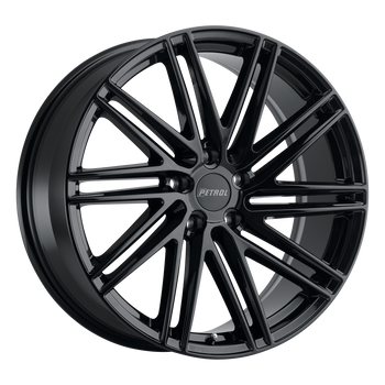 17x8 5x115 Petrol Wheels P1C Gloss Black 40 offset 76.1 hub
