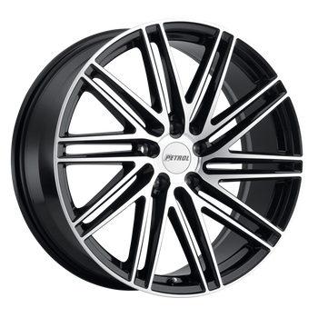 18x8 5x110 Petrol Wheels P1C Gloss Black With Machined Face 40 offset 72.1 hub