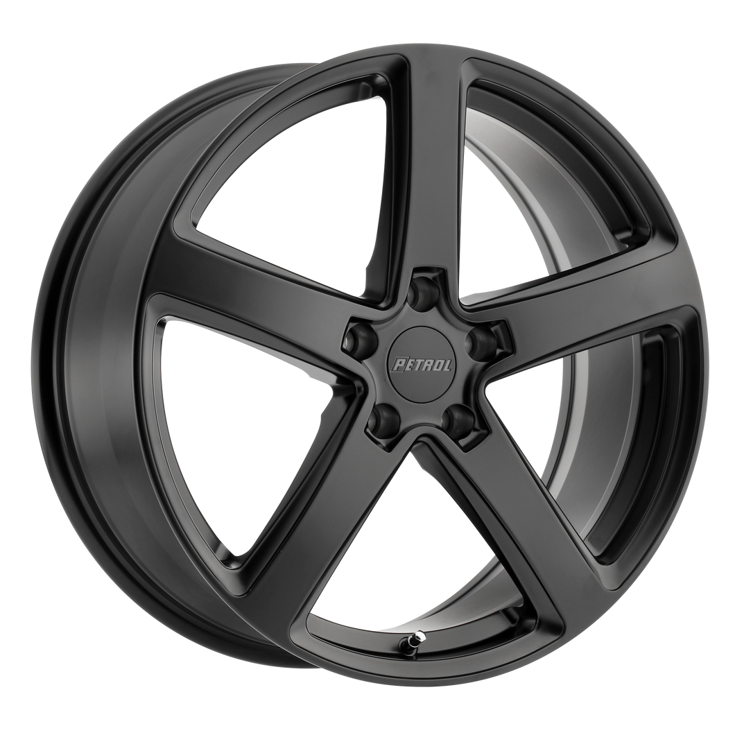 19x8 5x114.3 Petrol Wheels P2A Matte Black 40 offset 76.1 hub