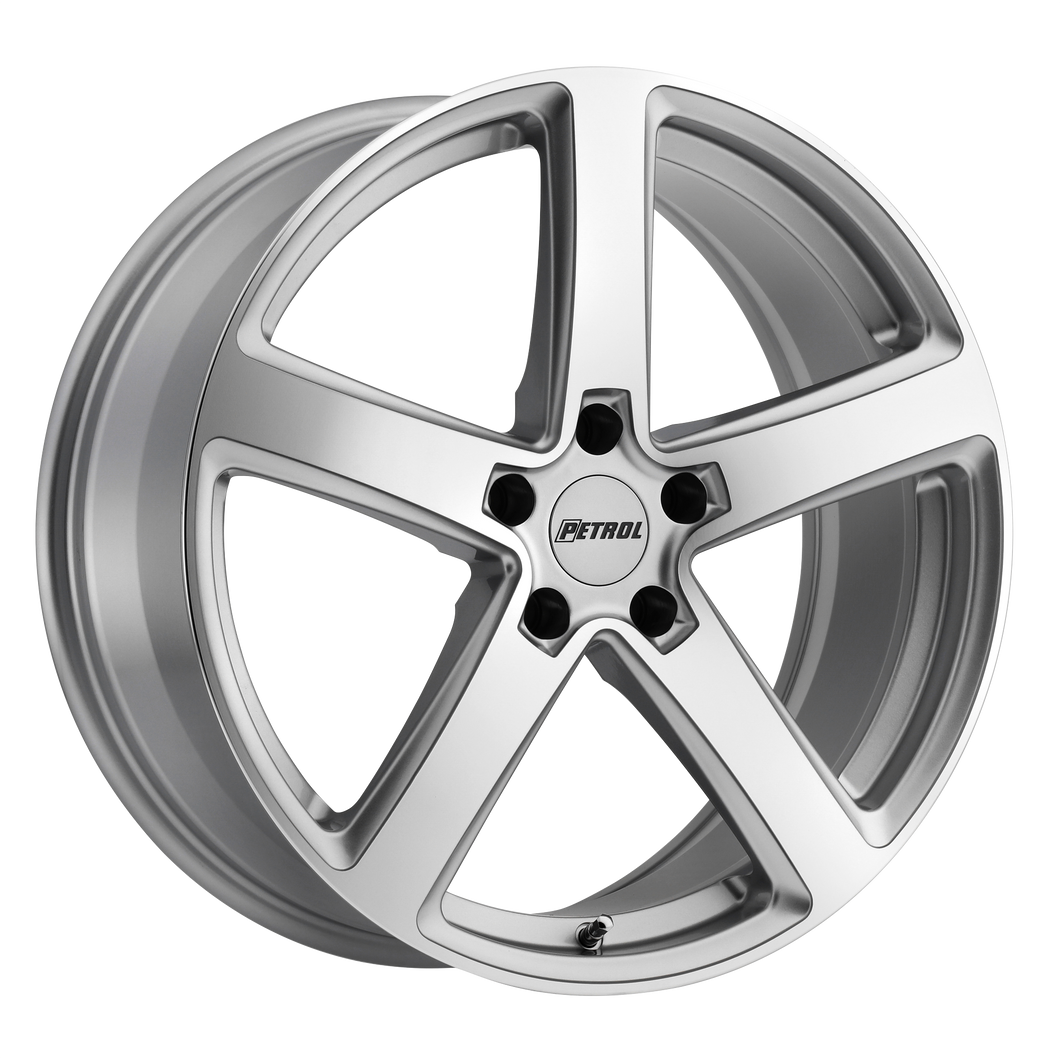 17x8 5x120 Petrol Wheels P2A Silver With Machined Cut Face 35 offset 76.1 hub