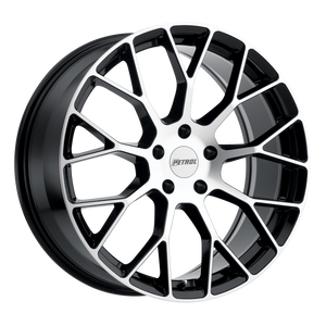 15x7 4x100 Petrol Wheels P2B Gloss Black With Machined Face 40 offset 72.1 hub