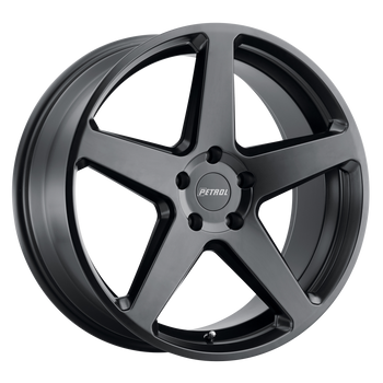 17x8 5x115 Petrol Wheels P2C Semi Gloss Black 40 offset 76.1 hub