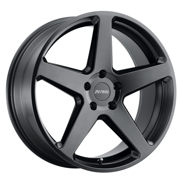 18x8 5x115 Petrol Wheels P2C Semi Gloss Black 40 offset 76.1 hub
