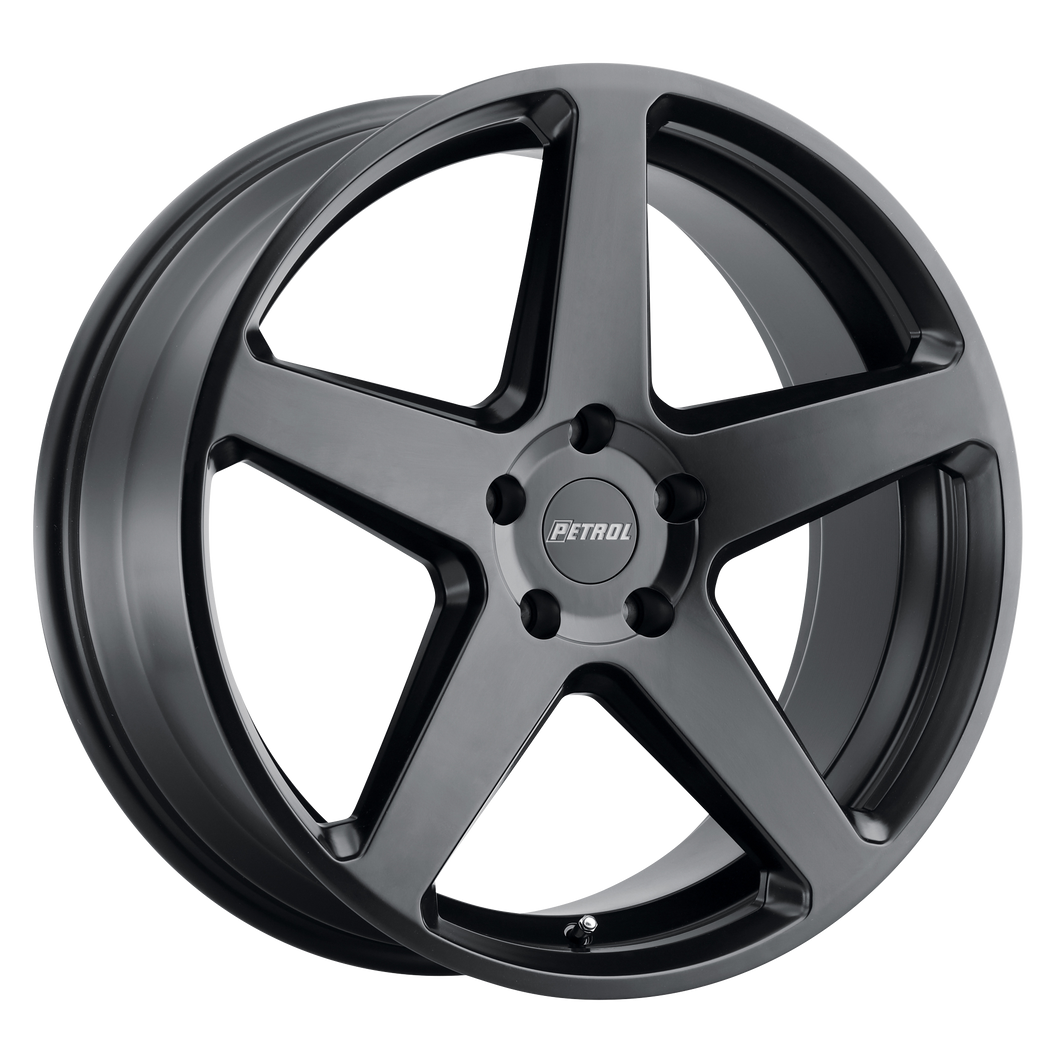 18x8 5x114.3 Petrol Wheels P2C Semi Gloss Black 40 offset 76.1 hub
