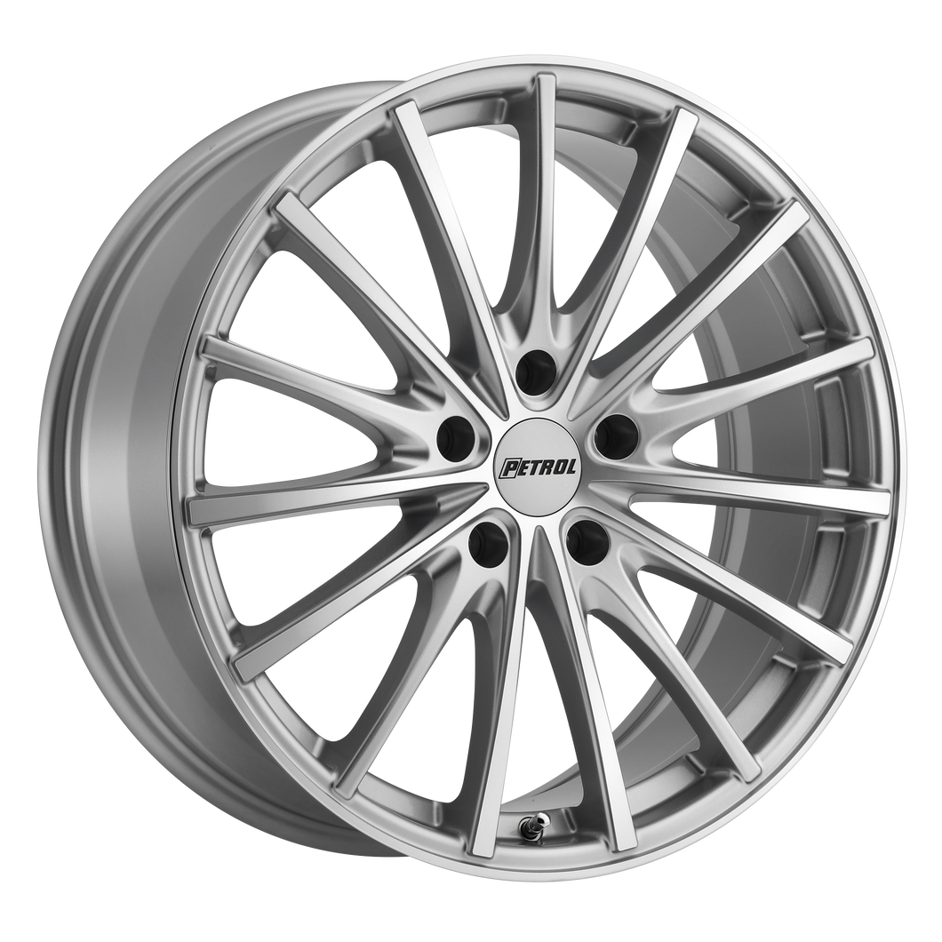 17x8 5x120 Petrol Wheels P3A Silver With Machined Cut Face 35 offset 76.1 hub
