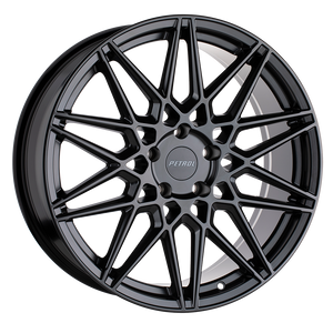 18x8 5x120 Petrol Wheels P3C Semi Gloss Black 35 offset 76.1 hub