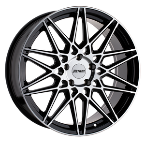 20x8.5 5x112 Petrol Wheels P3C Gloss Black With Machined Face 40 offset 66.56 hub