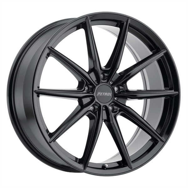 20x8.5 5x112 Petrol Wheels P4B Gloss Black 40 offset 72.1 hub