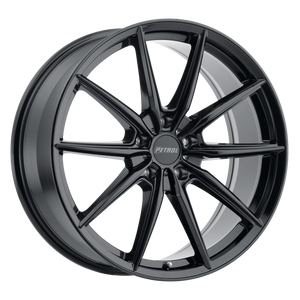 20x8.5 5x114.3 Petrol Wheels P4B Gloss Black 40 offset 76.1 hub