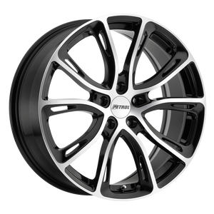 18x8 5x100 Petrol Wheels P5A Gloss Black With Machined Cut Face 35 offset 72.1 hub