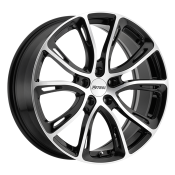 18x8 5x120 Petrol Wheels P5A Gloss Black With Machined Cut Face 35 offset 76.1 hub