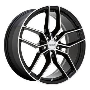 17x8 5x108 Petrol Wheels P5C Gloss Black With Machined Face 40 offset 72.1 hub