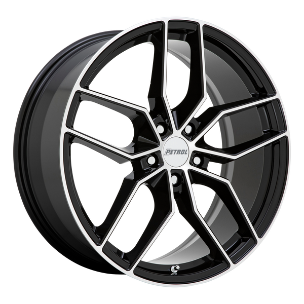 17x8 5x108 Petrol Wheels P5C Gloss Black With Machined Face 40 offset 72.1 hub